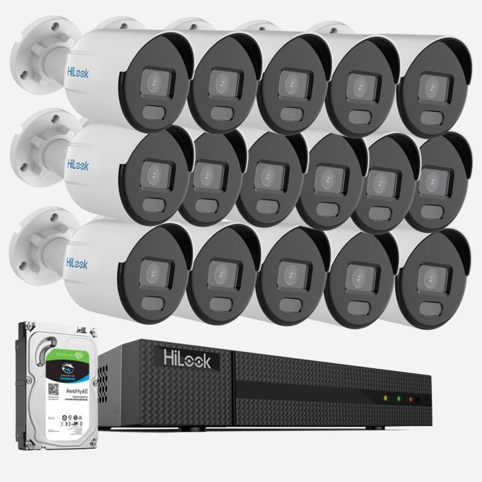 HiLook 2MP 16 x ColorVu PoE IP CCTV Camera System