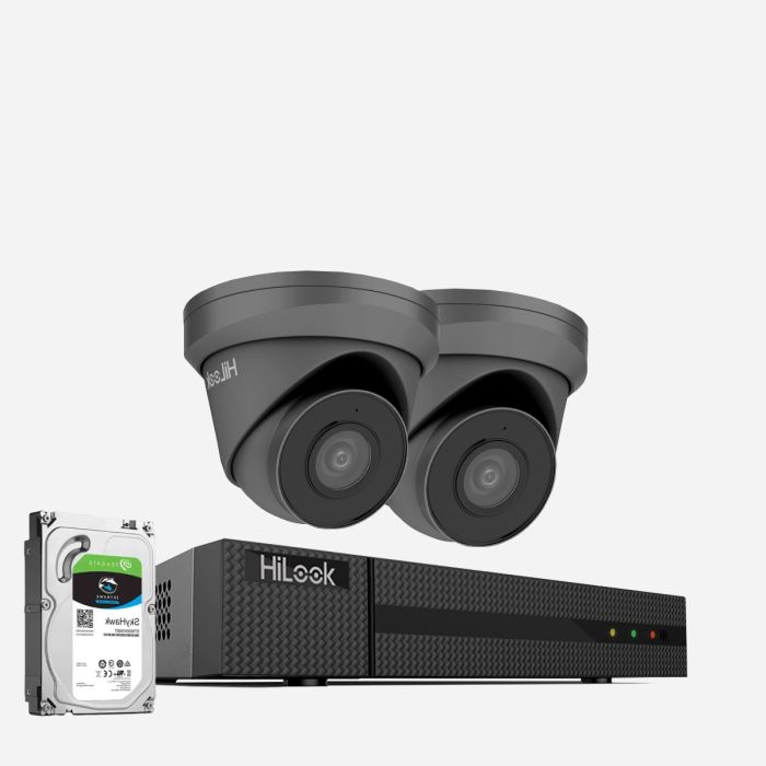 HiLook 2x 4K IP PoE CCTV Camera System with Audio