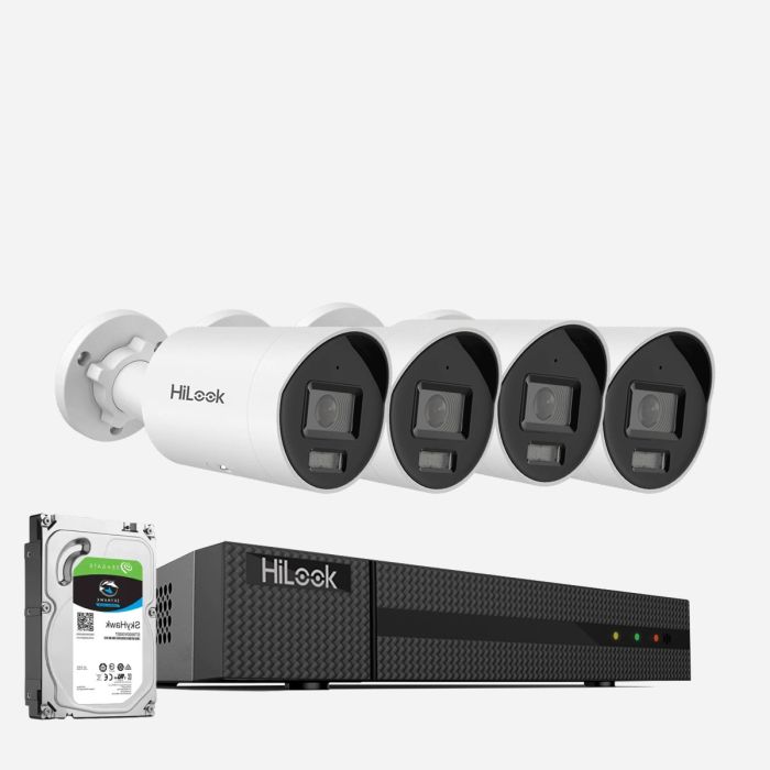 HiLook 4x 4K Outdoor Security Camera System without Subscription