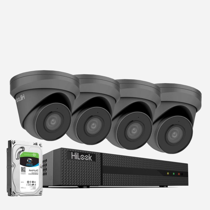 HiLook 4x 4K IP PoE CCTV Camera System with Audio