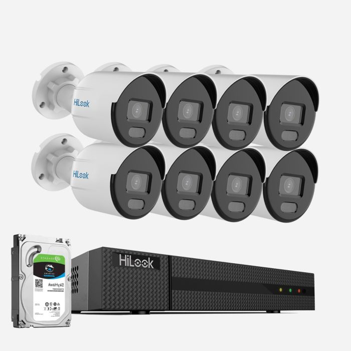 HiLook 2MP 8 x ColorVu PoE IP CCTV Camera System